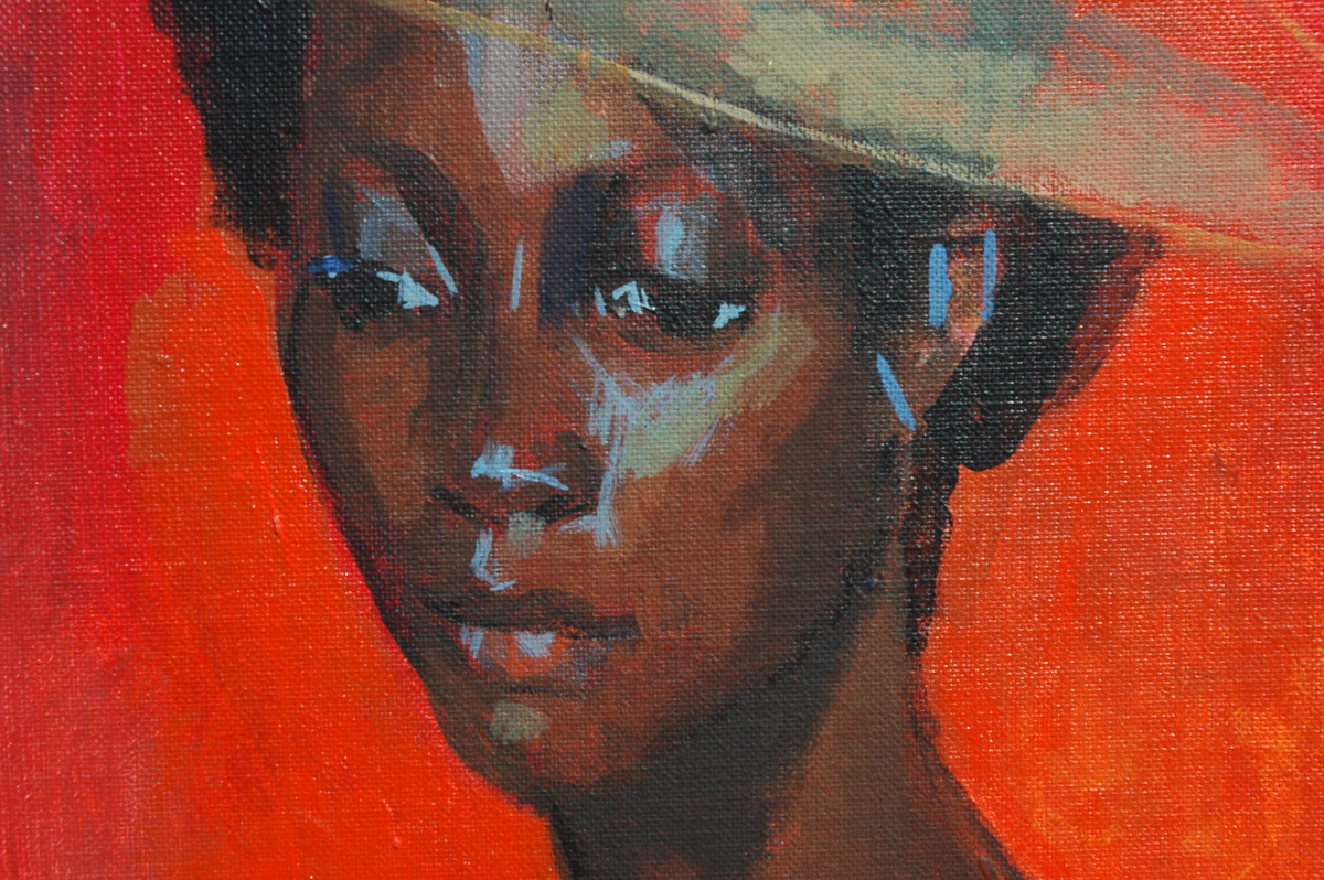 Frau mit Hut Teilansicht